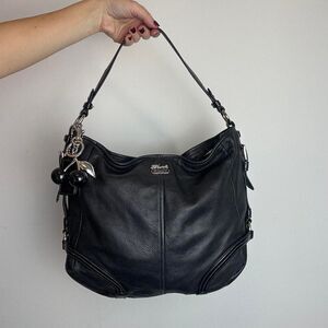 Coach Vintage Y2K All Black Leather Hobo Shoulder Bag